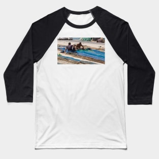 Mending fishing nets. Baseball T-Shirt